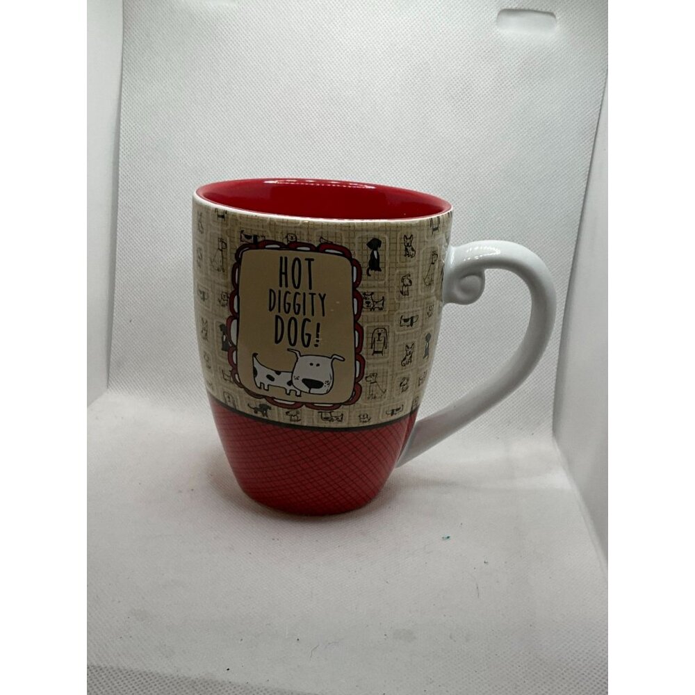 Hot Diggity Dog Mug By AmyLee Weeks 2016 Pavilion Gift Co. Red & Beige Ceramic